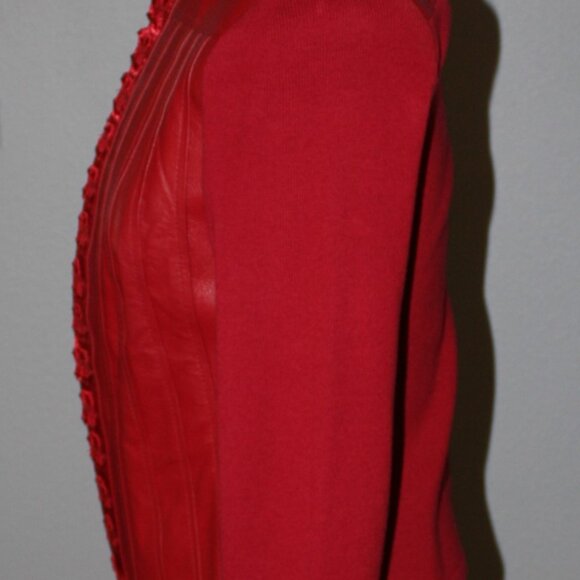 Nygard Collection Petites Red Leather & Nylon Jacket - SZ SP (4-6) - Picture 3 of 9